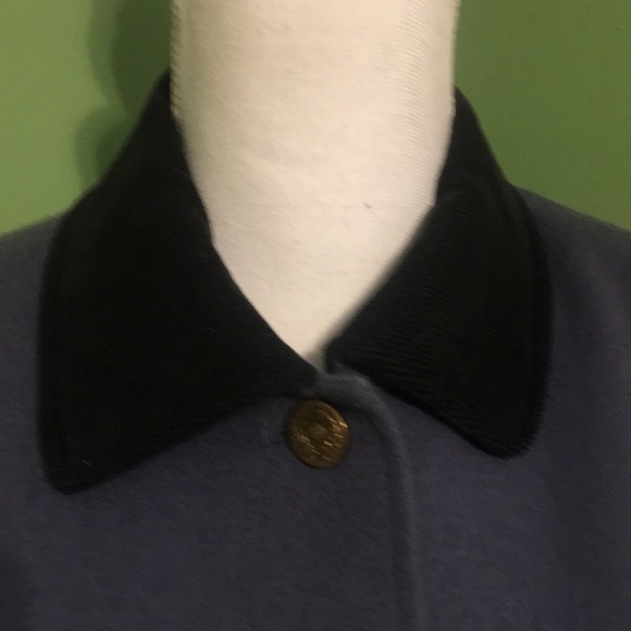 SAINT LAURENT purple coat with black corduroy cuffs and collar - Picture 2 of 9